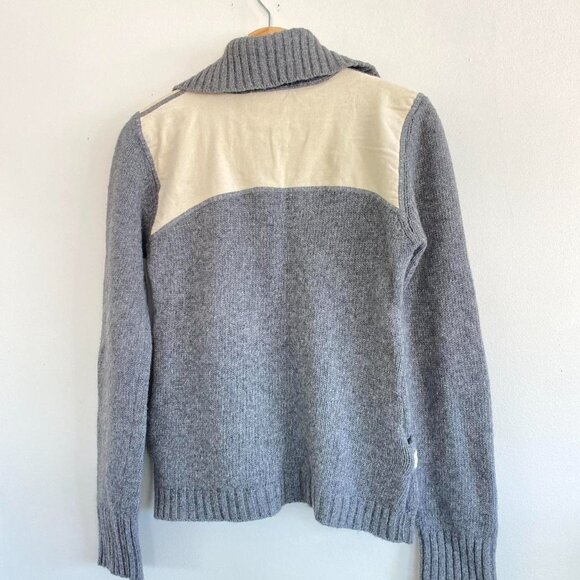 MARINA YACHTING GREY CREAM QUARTER ZIP WOOL SWEATER WOMENS SIZE SMALL - Picture 6 of 8